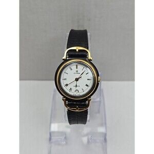 Vintage Cyma Swiss Quartz Womens Dress Watch Date Gold Black New Battery Rare